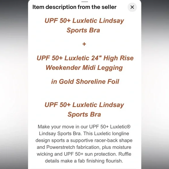 NWOT, Lilly Pulitzer UPF 50+ Luxletic Lindsay Sports Bra, Size XS - Picture 3 of 12